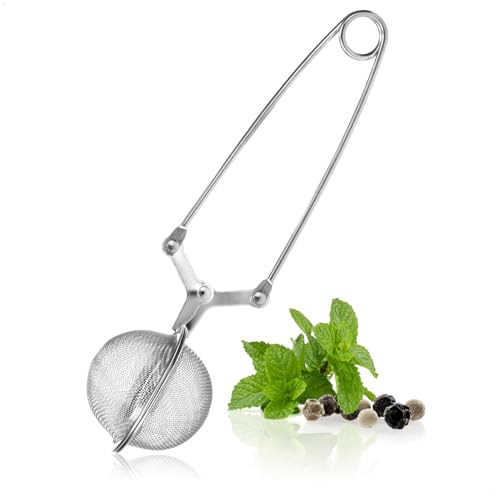 com-four® Teezange aus rostfreiem Edelstahl 304 - rundes Tee-Ei - praktische Zange für losen Tee,...