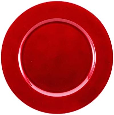 simpahome Decorative Reusable Plastic Charger Plates - Metallic Gold with Glitter Finish - 33cm Diameter - Set of 6 Plates