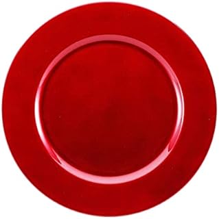simpahome Decorative Reusable Plastic Charger Plates - Metallic Gold with Glitter Finish - 33cm Diameter - Set of 6 Plates