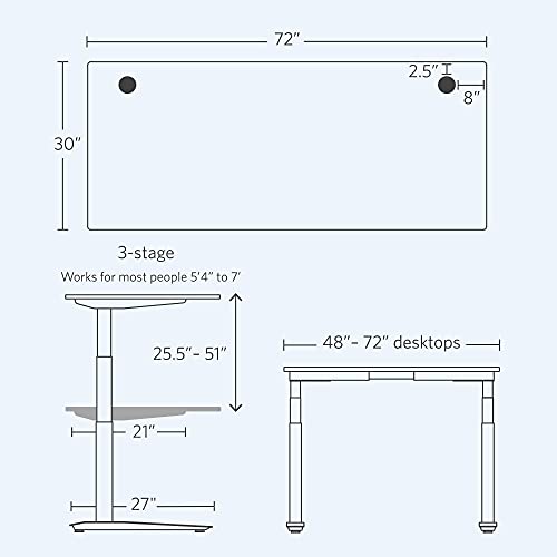 Image of Fully Jarvis Standing Desk 72 inch x 30 inch Dark Bamboo Top - Electric Adjustable Desk Height from 25.5 inch to 50.7 inch with Memory Preset Controller (Rectangle, Black Frame)