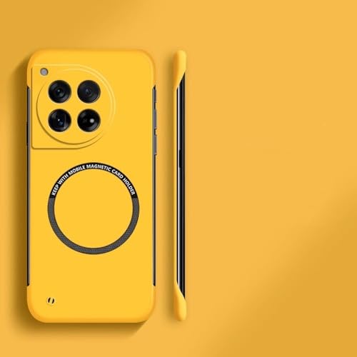 Coque OnePlus 11R rigide polycarbonate ultra fine mate jaune avec aimant