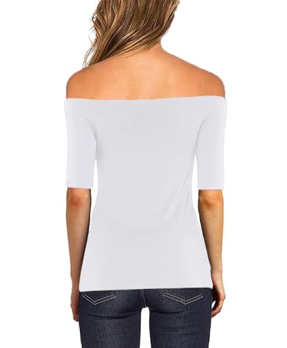 Image of Sarin Mathews Women's Sexy Off The Shoulder Tops Long Sleeve Slim Fit Stretchy Shirts Blouses Top