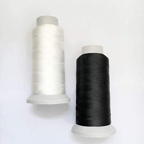 Auspicious firm (White+Black)2PCS T70#69 Bonded Nylon Sewing Thread - 1500 Yard Spool