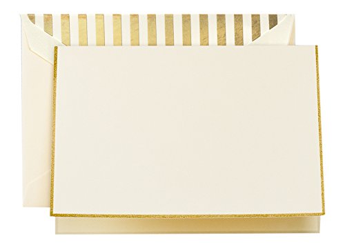Crane & Co. Gold Bordered Ecru Note with Gold Stripe Lining (CF1641)