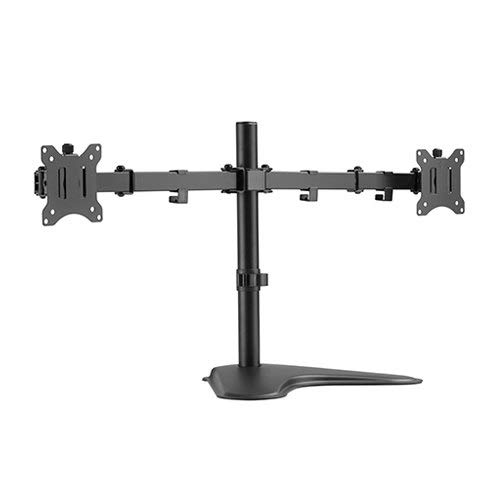 Mount Plus MP-T024 Dual Tilting LED LCD Monitor freistehender Schreibtisch Ständer für 2 Bildschirme von 43.2 cm bis 81.3 cm,Heavy Duty voll verstellbare Arme mit max VESA 100x100 mm,360° drehbar Cover