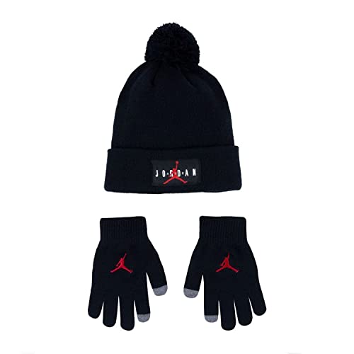 Jordan Pom Set bonnet à pompon et gants noirs unisexes 9A0576-023
