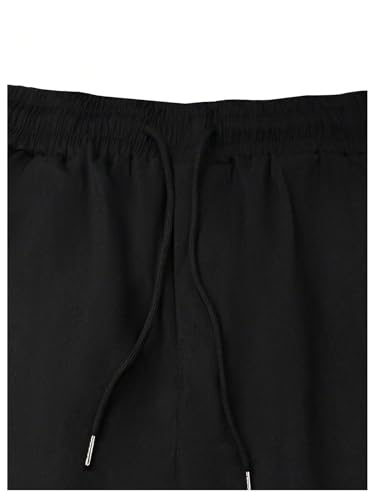 OYOANGLE Men's Letter Patched Drawstring Waist Jogger Pants Athletic Workout Sweatpants with Pocket Streetwear3