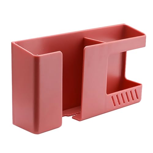 Restokki Wall Mount Organizer Sturdy ABS Cable Slot Simple Stylish Easy to Install Wall Remote Holder for Bedroom Living Room (Red)