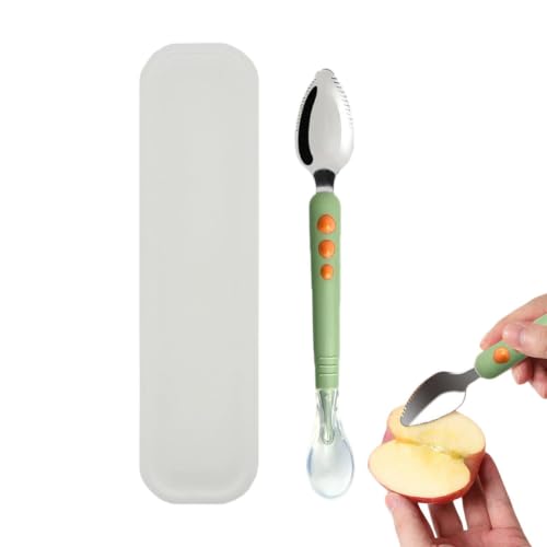 Cuchara Pequeña De Silicona | Doble Cabezal Con Estuche | Cucharas Para La Alimentación Infantil | Para Hogar Apartamento Escuela Guardería Restaurante Viaje Camping Pícnic