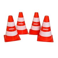 alldoro 60090 Pylonen 4er-Set für Kinder, Verkehrshütchen orange-weiß, 18 cm hoch, stapelbare Leitkegel für Slalom, Sport & Freizeit