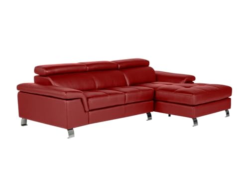 Vente-unique - Canapé d'angle Cuir Mishima - Rouge - Angle Droit