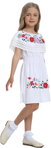 YZXDORWJ Mexican Embroidered Cinco de Mayo Dress for Girls - Kids Fiesta Floral Vestidos Girl's Traditional Dress4
