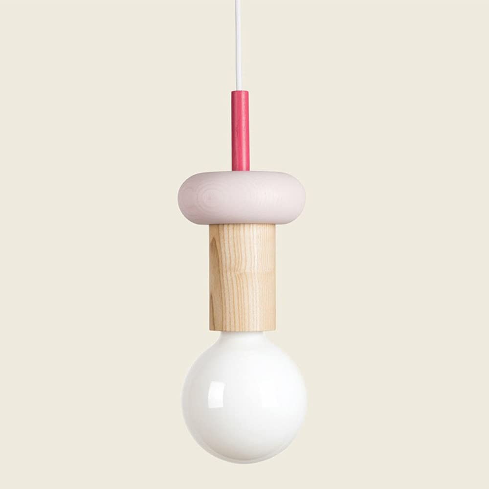 DONHEK Modern Wood Pendant Lighting Industrial Hanging Mini Light Fixture Wood Pendant Lamp for Kitchen Island, Dining Room, Barn, Bar, Hallway Mini Hanging Lamps Star of Light