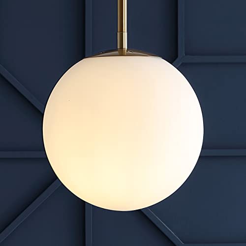 JONATHAN Y 7.75" White/Brass Gold Modern Globe LED Pendant Light, Industrial Hanging Ceiling Lamp for Kitchen Island, White Glass Globe Shade, LED Bulb Included JYL9528A by JONATHAN Y - Image 3