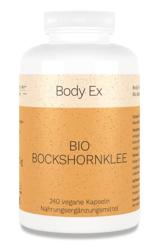 Body Ex Bio Bockshornklee AKTIVIERT, 240 vegane Kapseln, 2600 mg Bio Bockshornklee (Fenugreek) pro Tagesdosis- Hochdosiert, laborgeprüft & Made in Germany