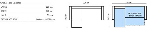Ecksofa Sofini Etna mit Schlaffunktion und Stauraum