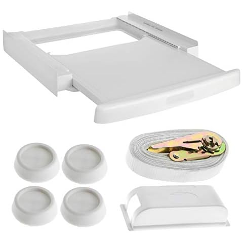 Qpro Washing Machine & Tumble Dryer Universal Stacking Shelf Kit 60x60cm + Anti Vibration Feet Cover