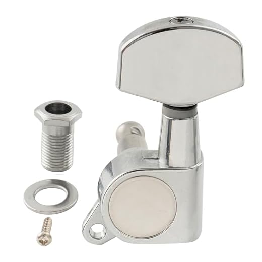 Musiclily Pro R15J 15:1 Ratio Einzel Geschlossen Gitarren Mechanik Diskant Seite Tuner Tuning Peg Key mit Großer Hex Button für Akustische E-Gitarre, Chrom