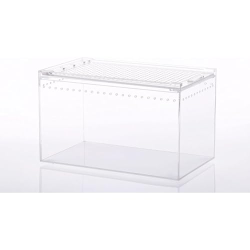 NICROSE レプタイルボックス 爬虫類 飼育ケース 虫かご 大 透明アクリル飼料箱 飼育ケース レプタイルボックス ワイド レオパ ケージ 両生類通気性防走蓋スライド式餌箱 サソリ、クモ、カエル、カメ、ゲッコ、カマキリ、ヘビ、庵クラブなどのテ ラリウム