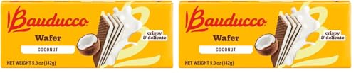 Bauducco Wafer Cookies, Coconut, 5.0 oz (Pack of 2) - Crispy Triple-Layered Wafers with Rich Coconut Cream Filling - Indulgent Sweet Dessert - No Artificial Flavors - Italian-style snack.