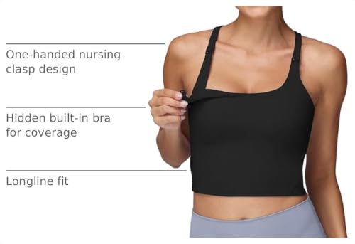Image of Foucome Nursing Tank Tops Racerback Longline Nursing Sports Bra