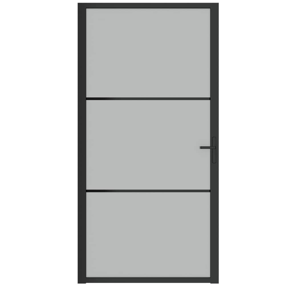 vidaXL Porte Intérieure Porte Vitrée Porte à Panneaux Chambre à Coucher Salle de Bain Maison 102,5x201,5 cm Noir Verre Mat et Aluminium