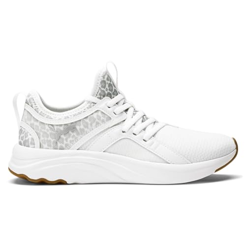 PUMA Womens Softride Sophia Wild Print Running Sneakers Shoes - White