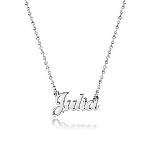 Hidepoo Julia Jewelry Necklace â€“ Personalized Name Pendant Necklace, Julia Name Necklace Chain Jewelry Gifts for Bridesmaid Mother Wife Daughter Sister Friend Girlfriend Women Girls
