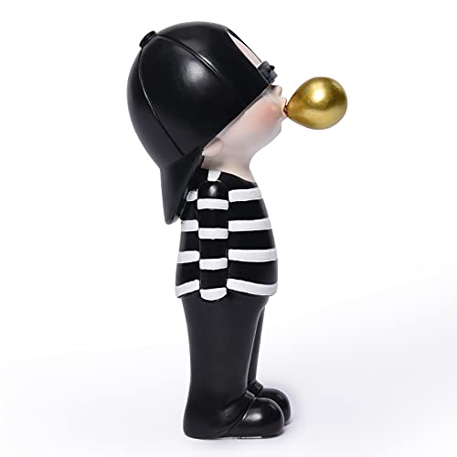 Kakizzy Modern Sculptures Home Decor, Boy Gum Figurines Black And White Sculpture Decor Summer Tabletop Decorations Resin Cute Boy Statue For Kids' Room(C-Boy Black) #TOP1