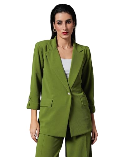 Image of Sassafras worklyf Women's Blazer Regular Fit Full Sleeves Longline Front Open Show Pocket - Casual Workwear Blazers