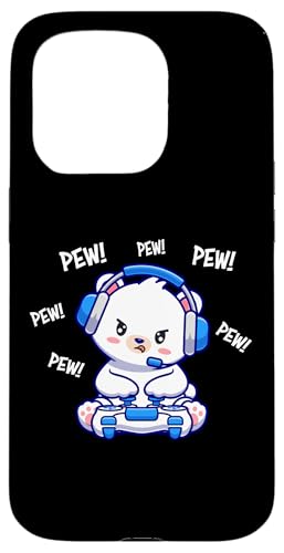 Funny Kawaii Kids Girls Boy Video Gamer Pew Polar Bear Lover �X�}�z�P�[�X iPhone 15 Pro �p