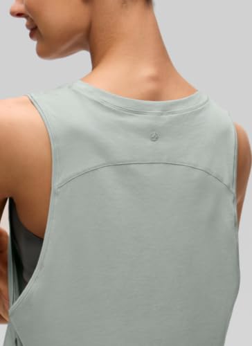 Image of CRZ YOGA Pima Cotton Dropped Armhole Tank | Workout, Naturally Soft, Loose Fit, Crop, Crewneck, Knotted Sides, Sleeveless Tops for Women
