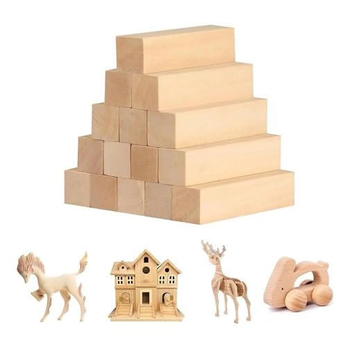 12 Pcs Wooden Blocks for Craft 10×2.5×2.5cm Basswood Carving Blocks Whittling Wood Block for Beginners Adults DIY Arts and Crafts