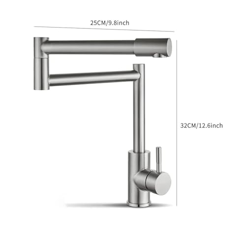 ZQFHSX Robinet de Remplissage de casseroles à Montage sur Plan, Robinet d'eau Chaude et Froide, mitigeur à poignée Unique, Double Joint, Rotation à 360° et rétractable pour la Plupart des – vue 5