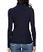 Womens Mock Turtleneck Long Sleeve Stretch Fitted Underscrubs Layer Tee Tops (L, Dark Blue)