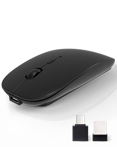 ANEWISH Wireless Bluetooth Mouse Laptop/iPad/iPhone/Mac/PC with 2.4G USB & C Adapter Rechargeable Noiseless Mini Wireless Mouse Compatible with Android/Windows/Linux ANEWISH Wireless Bluetooth Mouse Laptop/iPad/iPhone/Mac/PC with 2.4G USB & C Adapter Rechargeable Noiseless Mini Wireless Mouse Compatible with Android/Windows/Linux