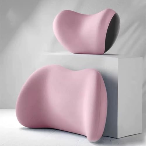 FXZNB Cojín para Asiento de Coche, Reposacabezas para Asientos de automóvil, Cubierta extraíble, Cojín de Soporte Lumbar Ergonómico,para Ferrari Monza SP 2019-2025.,Pink