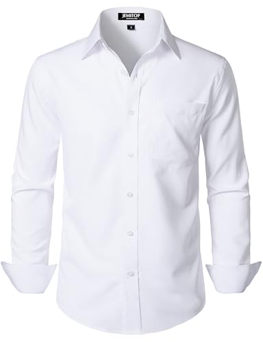 Men's Stretch Regular Fit Long Sleeve Dress Shirts Lightweight Business Casual Button Down Shirts with Pocket