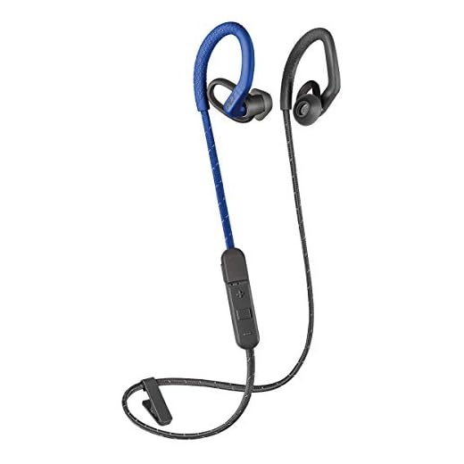 Plantronics BackBeat FIT 350 Bluetooth - Écouteurs sportifs sans fil, intra-auriculaires et contour d'oreille, gris-bleu