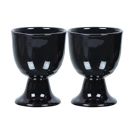 Image of Qimacplus Elevate Your Breakfast Experience Soft Boiled Egg Holder Set Stylish Ceramic Egg Cups Perfect Housewarming Gift Set of 2 (Black)