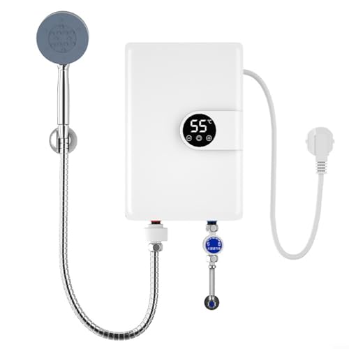 HomeVortex Elektrischer Warmwasserbereiter, 5500 W, Wandmontage, mit LCD- Display, Edelstahl- Tank, für Niederdruck, 0, 1 MPa, schnelle Warmwasserversorgung für Bad und Küche