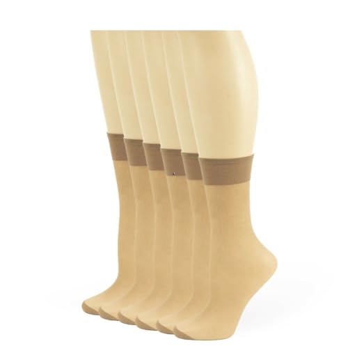 Women's Stay-Up Nylon Ankle Highs Regular and Queen Sizes in 6-Pair Packs - Main Image