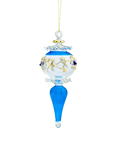 Les Trois Pyramides Set Of 12 Christmas Tree Ornaments For Xmas Decor | Hanging Ornament For Christmas Lights | Ribbed Blown Glass With 14K Gold For Tree Decorarions #TOP4