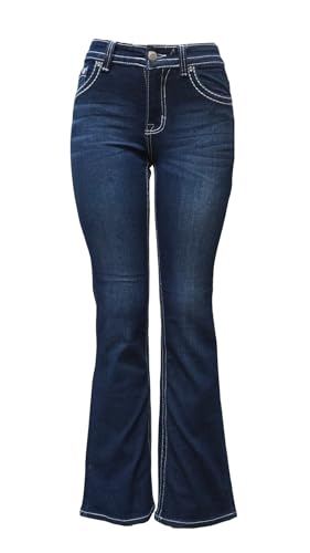 Jack David H&Y U-Cute Rose 2 Rhinestone Studded Denim Bootcut Flap Pocket Jeans2