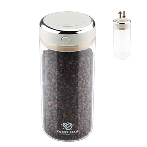 Besttoolifes - Boîte de conservation hermétique sous vide pour café et aliments secs 1700 ml avec design en verre, valve de pression et couvercle de date pour conservation du café et des aliments secs (1700 ml)