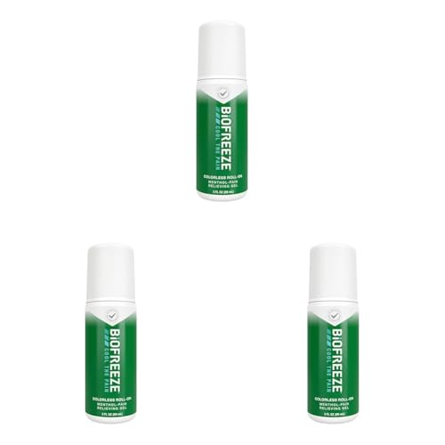 Image of Biofreeze Roll-On Pain-Relieving Gel 3 FL OZ, Colorless Topical Pain Reliever for Muscles and Joints from Arthritis, Backache, Strains, Bruises, & Sprains (Package May Vary) (Pack of 3)