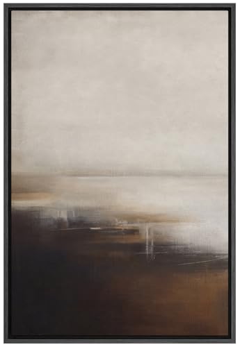 SIGNFORD Framed Canvas Print Wall Art Neutral Abstract Coastal Landscape