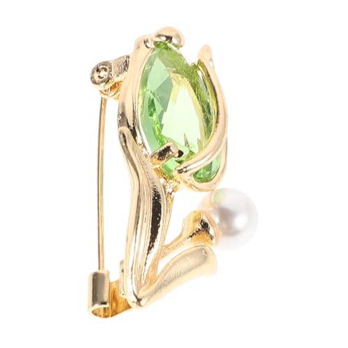 Broche tulipe zircon et perle pour femme accessoire de mode chic