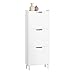 SoBuy Scarpiera Salvaspazio Slim da Ingresso Mobile Portascarpe con 3 Ante a Ribalta Regolabili in Legno Armadio Scarpiera Alta e Stretta per Corridoio, 50x19x129 cm，Bianco, FSR151-H-W