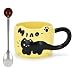 EWCEFIC Naughty cat coffee Mugs,Cute funny Mug For Women, 380ml Unique Ceramic Coffee Tea Cups, Office Mug Gift 12.85oz/380ml (Amber Yellow)